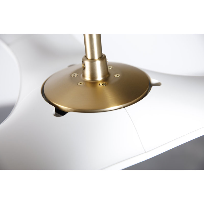 IC Brisa LED Downrod Ceiling Fan, Satin Brass/Matte White, Wall Control