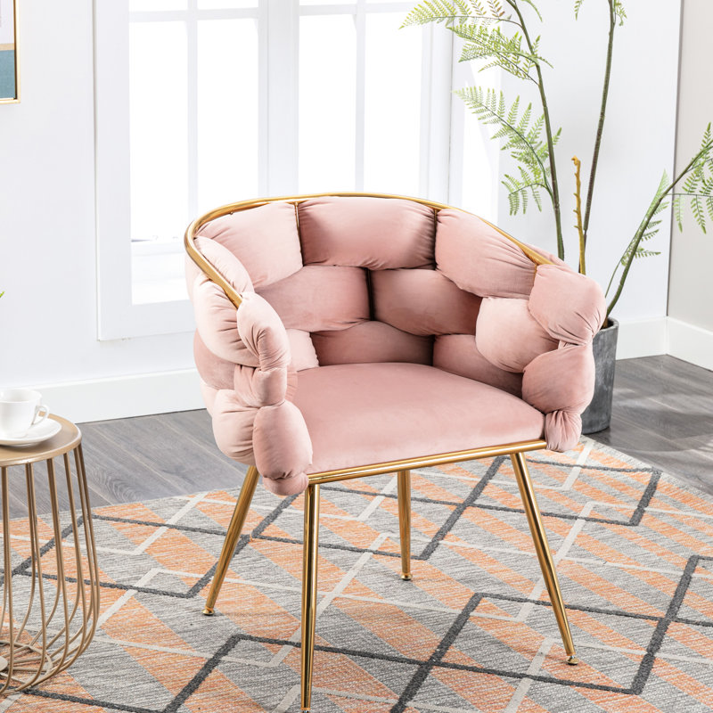 Fauteuil simple en velours rose de luxe - Style simple, coton confortable, idéal pour la chambre à coucher avec des lignes lisses Design moderne, sièges, manucure
