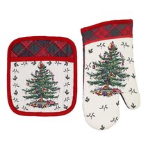 HPYNPES Christmas Oven Mitts and Pot Holders Sets - Merry Christmas Design