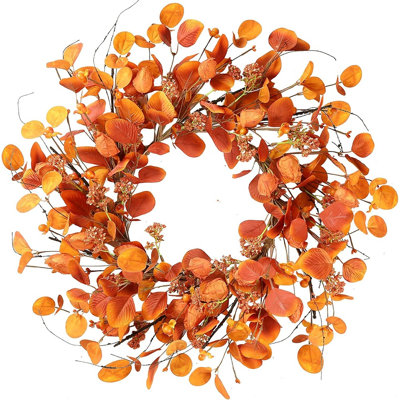 20" Fall Eucalyptus Wreath – Autumn Harvest Berry & Cape Gooseberry Décor for Home & Door