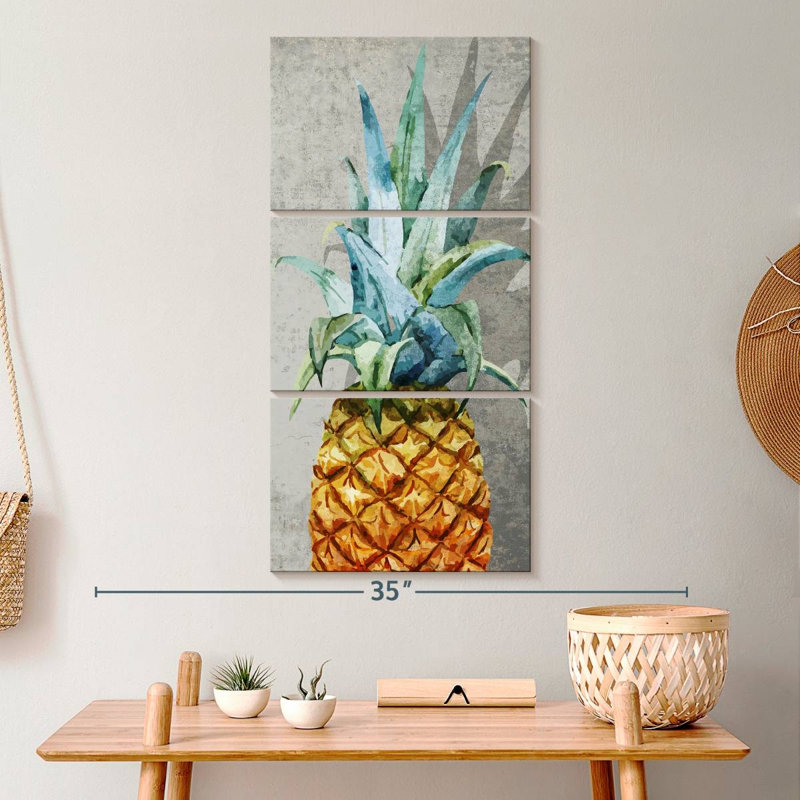 Ensemble d'ananas sur toile 3 pièces, H 32 po x l 15 po x P 1,25 po