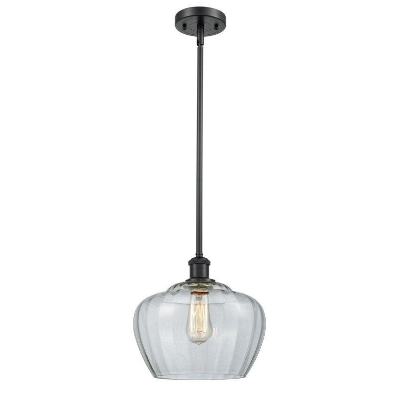 Luminaire suspendu 1 cloche pour une cloche Caillo, Noir mat, Transparent, Ampoule non incluse