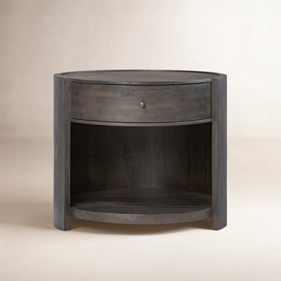 1-Drawer Round Oak Nightstand
