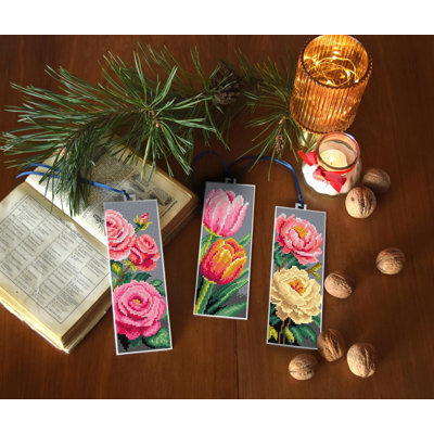 Trousse de signet au point de croix « Jardin de fleurs » par Orchidea 8714