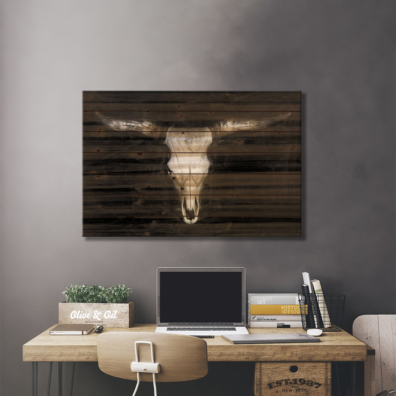 Motif crâne de vache, L 40 po x H 26 po