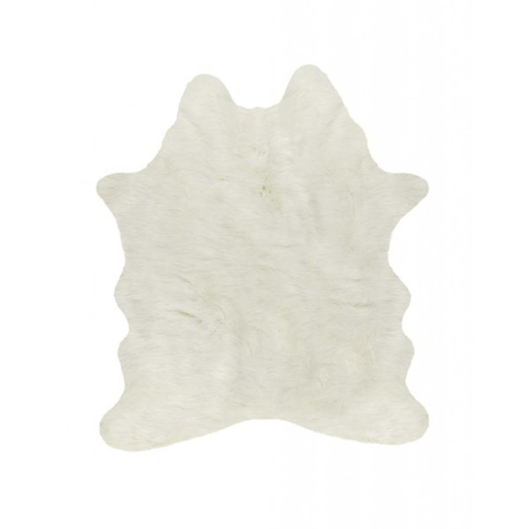 Shela Faux Cowhide White Area Rug