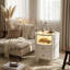 Kentshire Oval White Nightstand with LED and Glass Tabletop-364757408