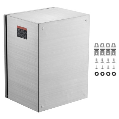 Boîtier électrique en acier, 16 po x 12 po x 10 po, boîtier électrique en acier inoxydable 304, boîtier pour équipement électronique extérieur mural avec verrou de charnières à plaque de fixation, étanche IP66
