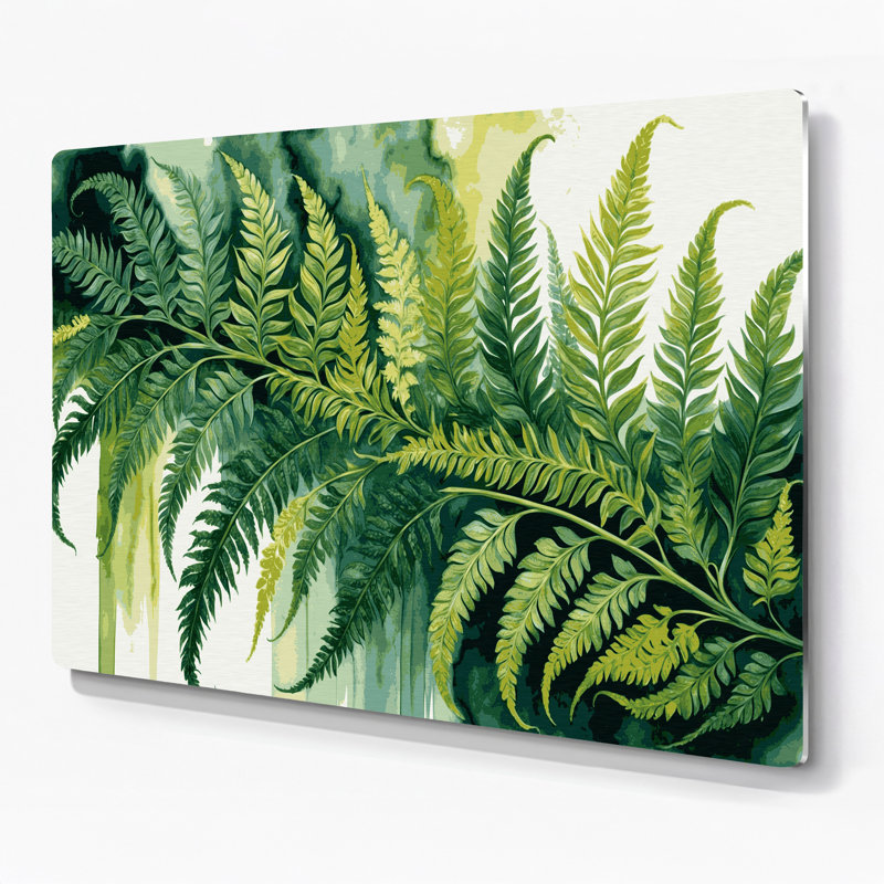 Art mural en métal vert botanique Royal Fern, H 11 po x l 14 po