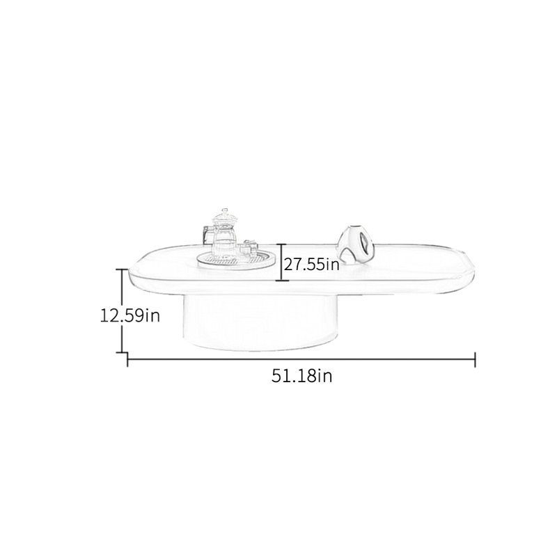 Table basse de salon de style crème, H 12,59 po x L 47,24 po x l 23,62 po