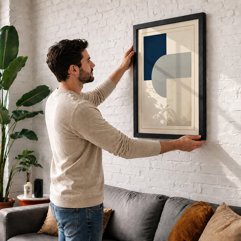 Geometric Harmony Minimalist - Framed Print, A2 - 59.4 x 42.0 cm, Black