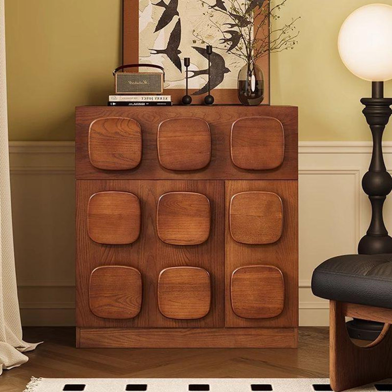 Retro Style Square Handle Accent Chest