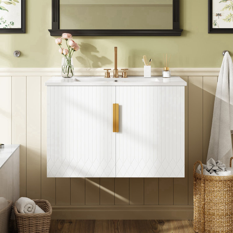 Meuble-lavabo mural 30 po avec lavabo en céramique