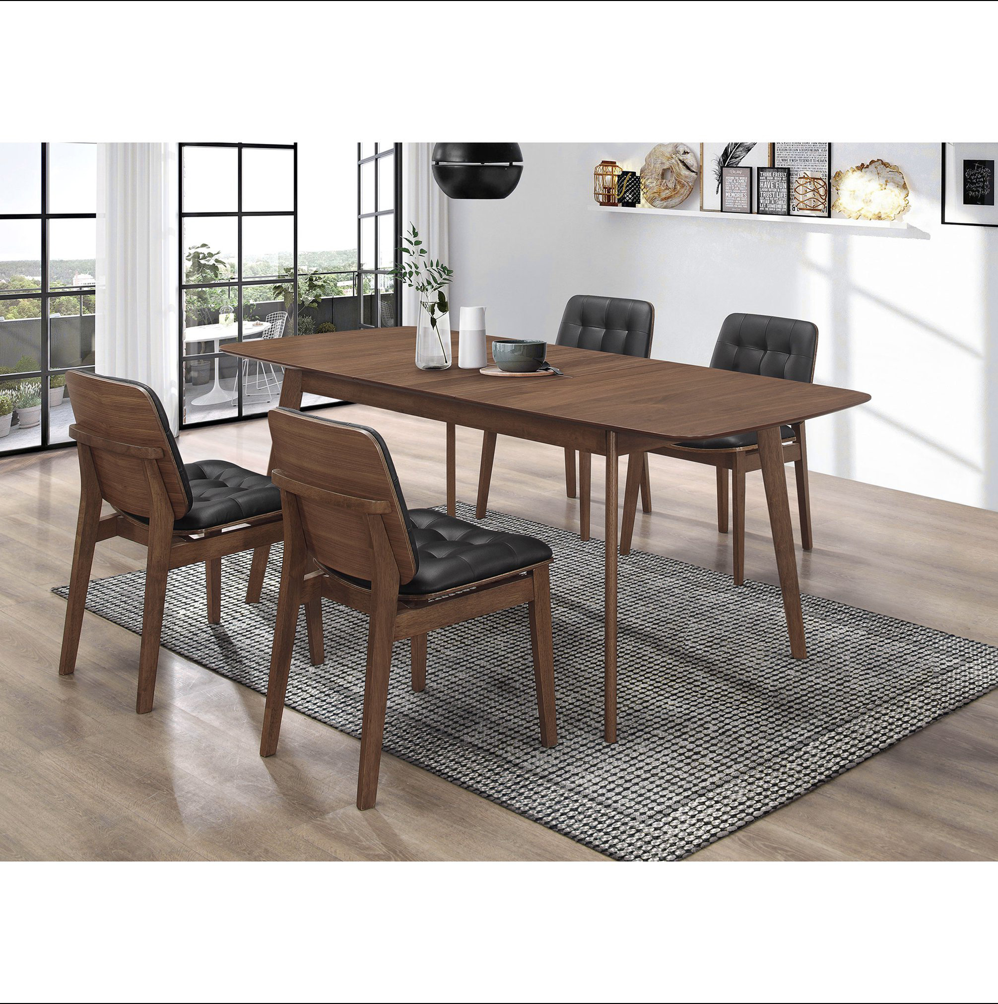 Corrigan Studio Draper Natural Walnut and Rectangular Dining Set ...