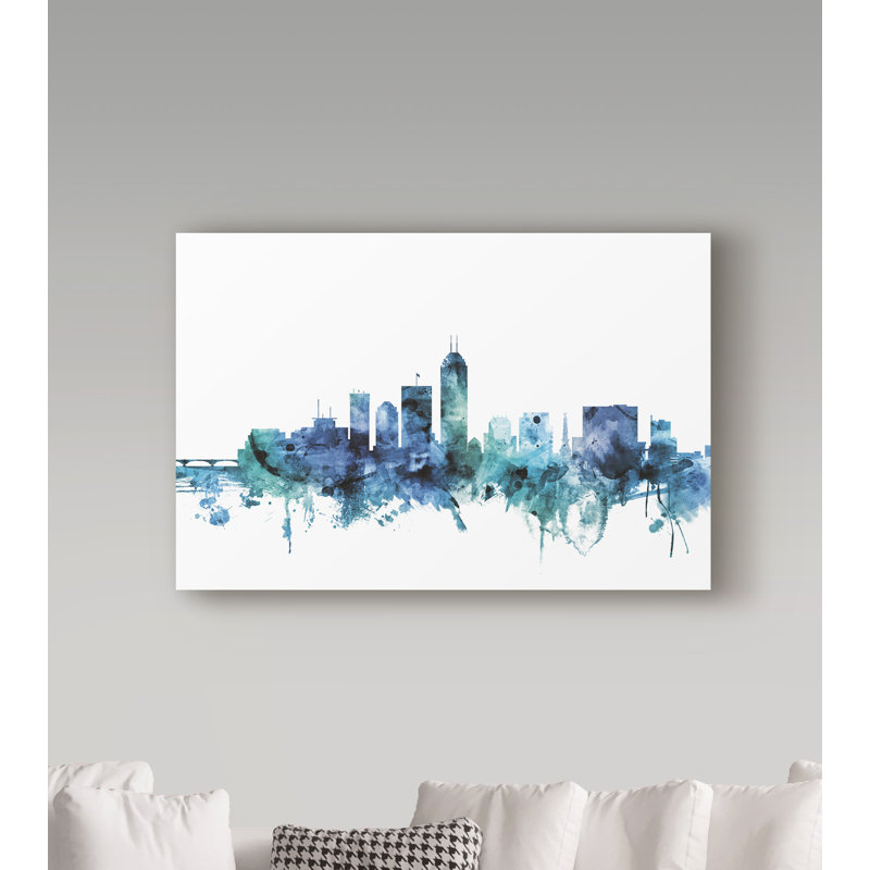 « indianapolis indiana blue blue horizon », reproduction d’impression sur toile tendue, H 30 po x l 47 po x P 2 po