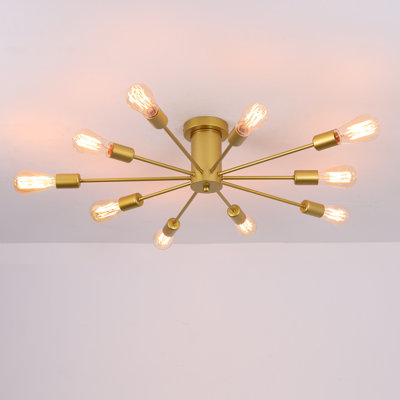 Lustre Spoutnik 10 lumières à intensité variable de style moderne, convient aux salons et aux chambres à coucher