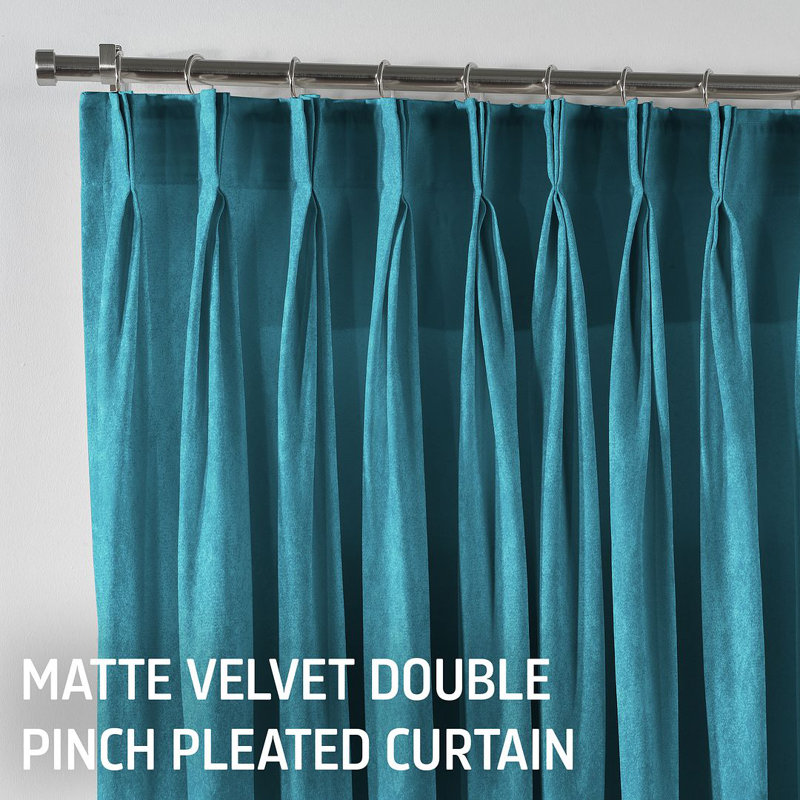 Room Darkening Single Curtain Panel, 65cm Width x 225cm Drop, Aqua Blue