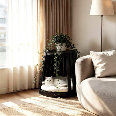 Table de bout pour chat 2 en 1 avec coussin amovible
