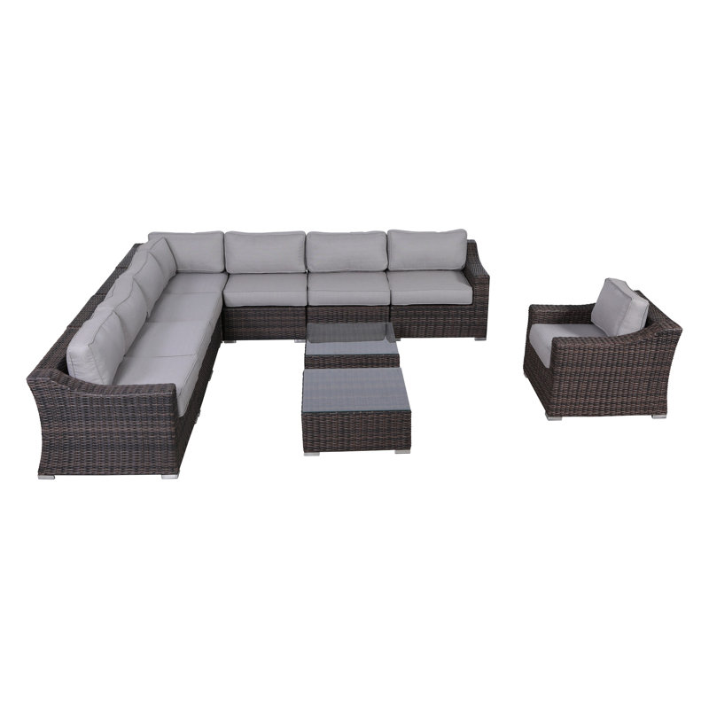 Saffi Wicker Fully Assembled 7 - Person Seating Group with Cushions, Brown