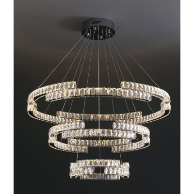 Luminaire suspendu moderne à 3 anneaux en cristal à 3 anneaux Ruby D39,4 "+ D27,6" + D15,7 "Rubye