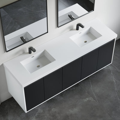 Dowell 72.75'' Rectangular Drop-in Double Bathroom Vanity Top With Overflow