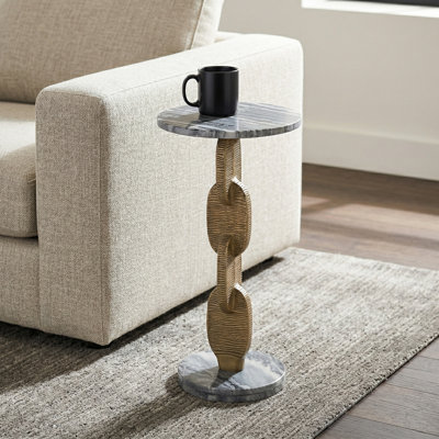 Tamworth Modern Marble/Aluminium Round Drink Table
