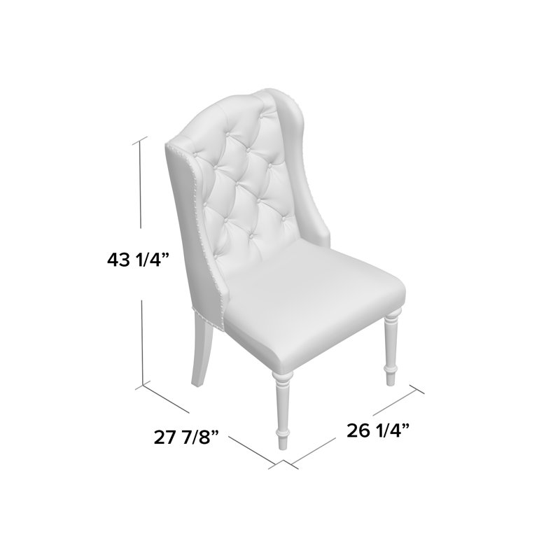 Kennell 19.75'' H Tufted Linen Upholstered Oak Side Chair