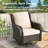 7 - Person Patio Furniture Set with Swivel Rocker, Outdoor Wicker Rattan Seating Group with Cushions, All Weather Sofa Conversation Set with Fire Pit Table for Garden Backyard-1188283242