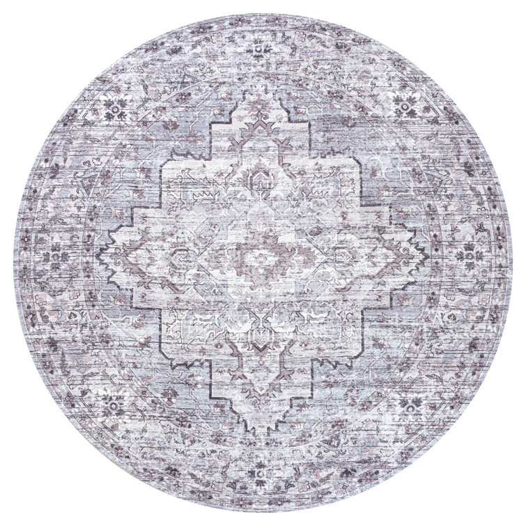 Didim Boho Medallion Machine-Washable Gray/Purple Rug