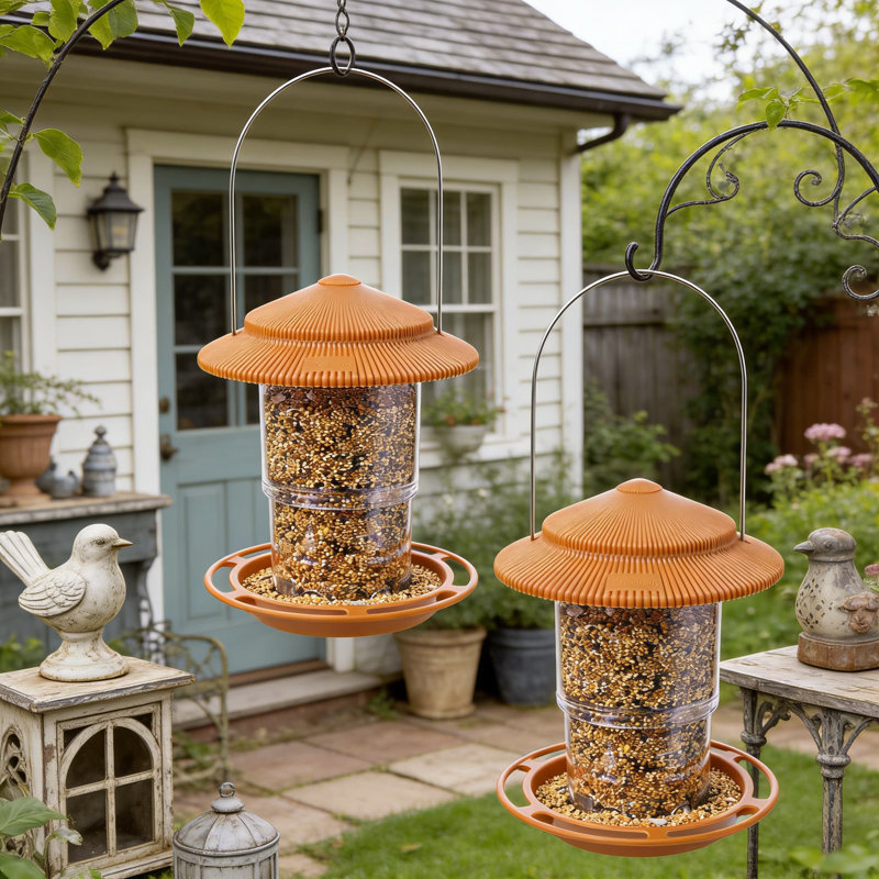 Retractable Hanging Bird Feeder With Metal Hanger - Rainproof, Leak-Proof Design For Outdoor Use, Easy 1-Second Installation, Durable Construction