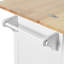 Îlot de cuisine moderne avec tablettes et tiroir verrouillables - bureau pliable blanc, porte-serviettes, tiroir, tablette coulissante et roulettes pour plus de fonctionnalité-537182803