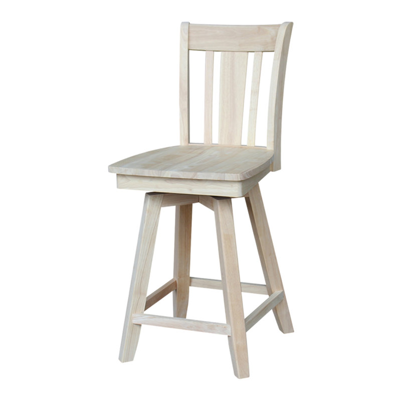 Tabouret de bar pivotant en bois massif Derene, Tabouret de comptoir (assise de 24 po de hauteur)