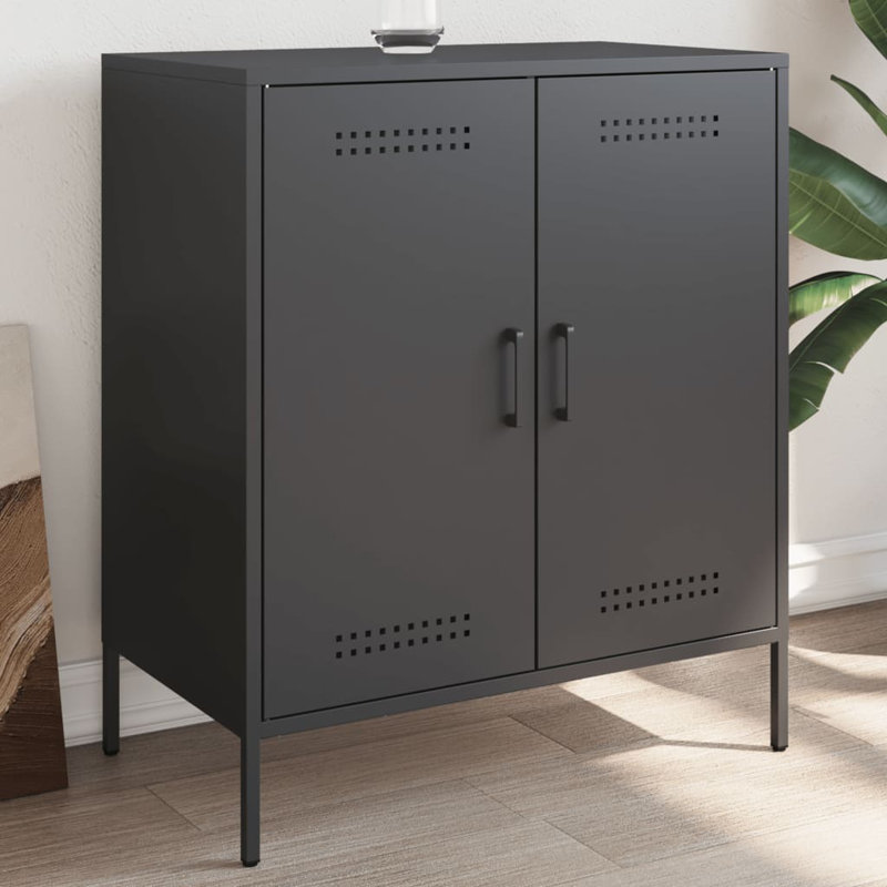 Allyesa Steel Accent Cabinet, Black