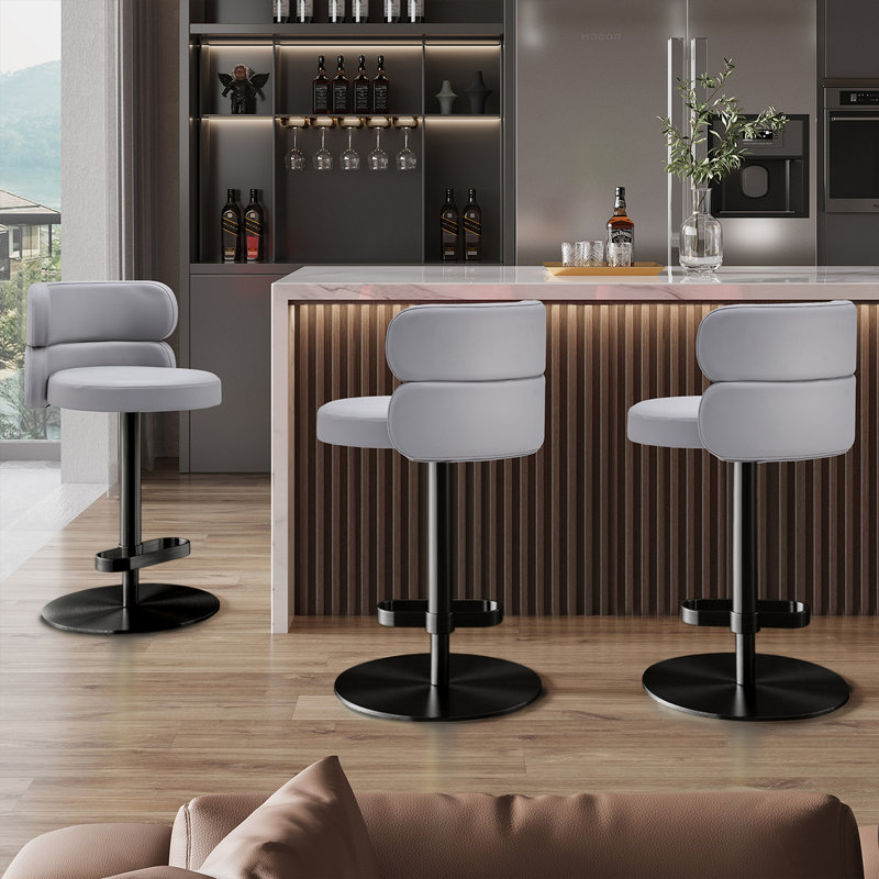 Tabouret de bar et tabouret de bar à hauteur réglable en cuir de luxe luxueux d'inspiration italienne LUXMOD (ensemble de 1)