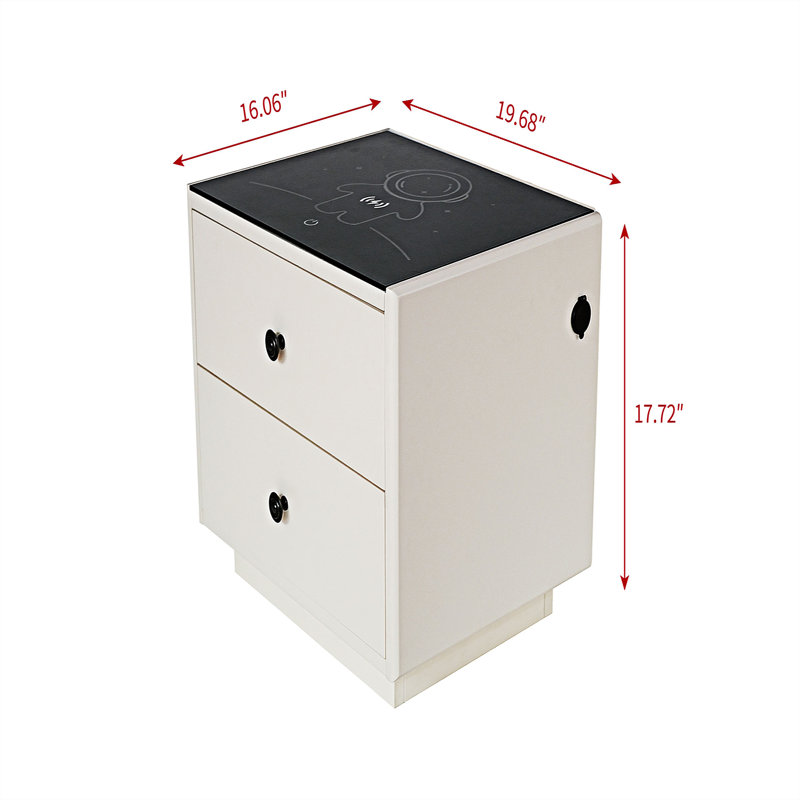 Table de chevet 2 tiroirs en blanc antique Djenkely