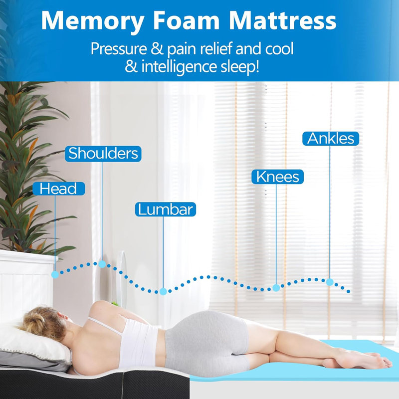 Folding Mattress, 4Inch Memory Foam Trifold Mattress, Folding Mattress With Breathable & Washable Fabric Cover, Foldable Floor Mattress Guest Bed For Camping, 73"X52"X4"