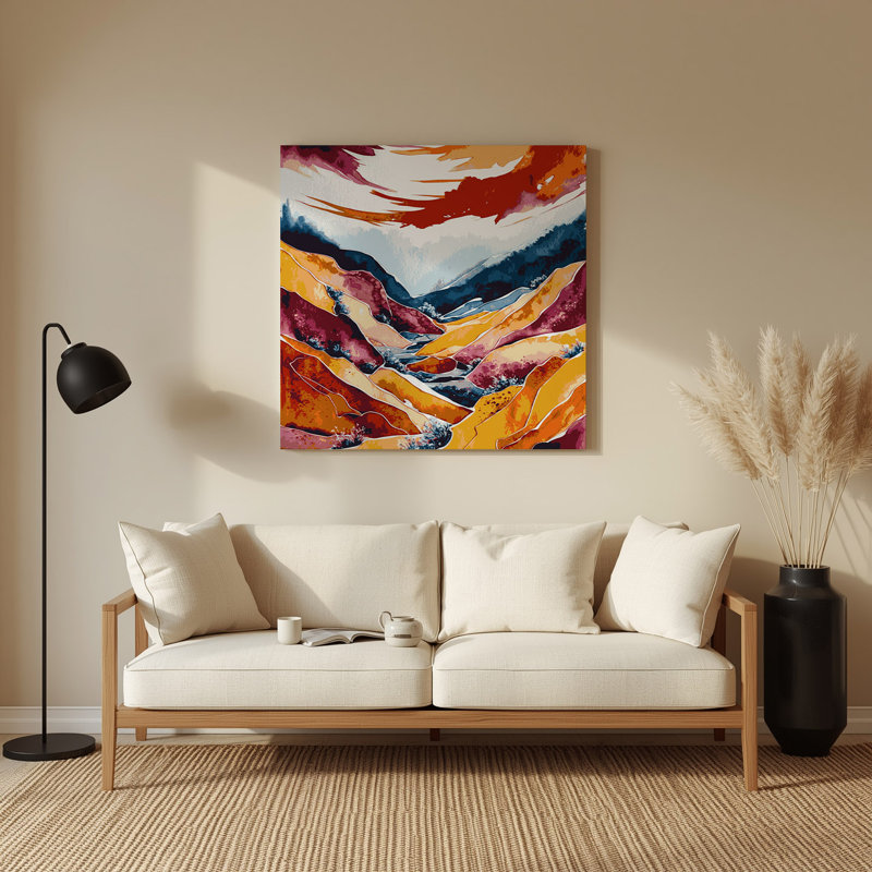 Watercolor Landscape 41 Red Metal Wall Art, 12'' H x 12'' W