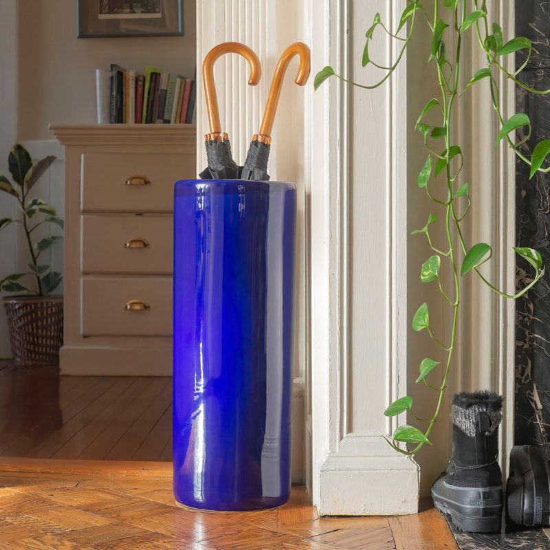 24" Bright Yellow Umbrella Stand, Blue