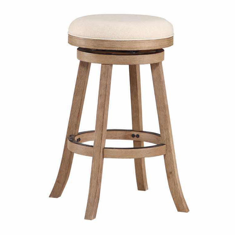 Shivko Swivel Upholstered Counter Stool with Solid Wood Frame, Driftwood Wire-Brush, Bar Stool (29” Seat Height)