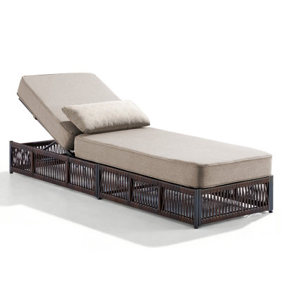 Clybourn Outdoor Poolside Adjustable Wicker Chaise Lounge Chair With Cushion (Set Of 1)