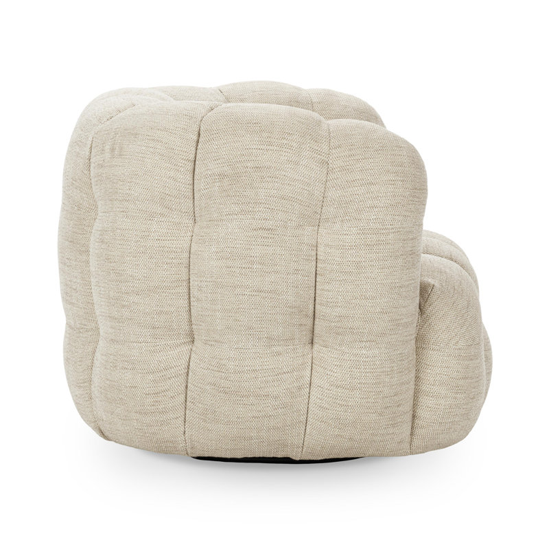 Walter Swivel Barrel Chair, Beige Polyester Blend