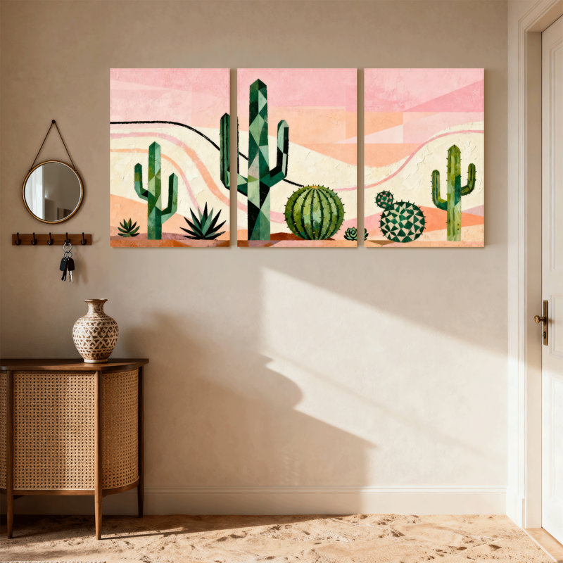 Cactus du désert, impression de paysage de cactus, ensemble de 3 impressions sur toile, H 30 po x l 60 po