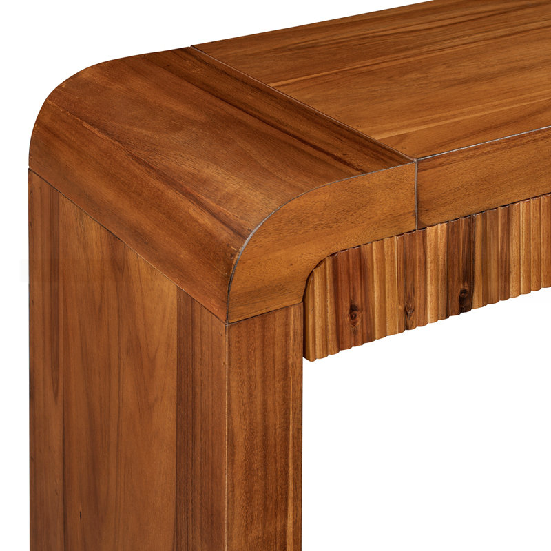 Rustic Console Table with Fluted Drawer Front, Brown