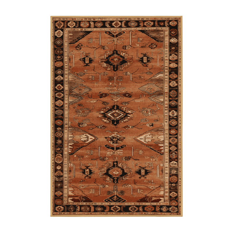 Tapis brun turc lavable à la machine, Rectangle 4pi x 6 pi