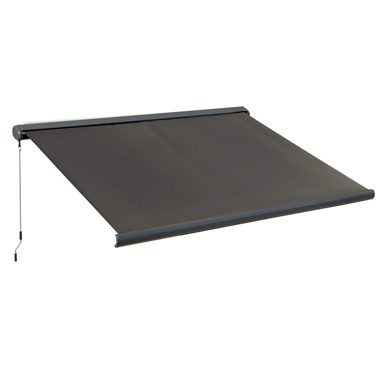 Dakota Fields 300cm W x 250cm D Polyester Grey Cover Retractable Patio Awning