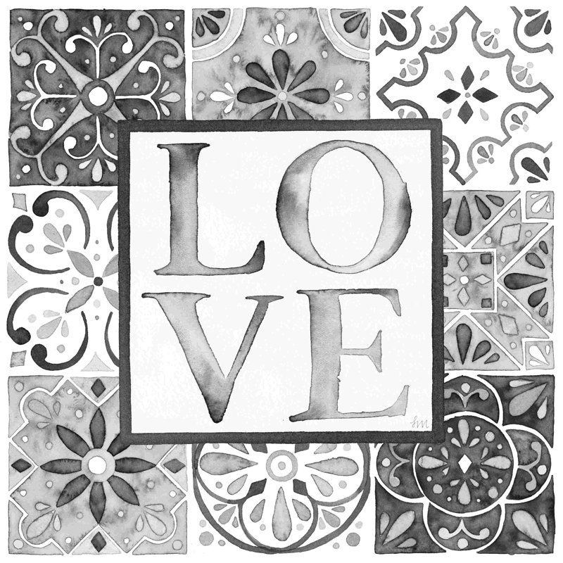 Garden Getaway Patchwork I Love BW On Canvas by Laura Marshall