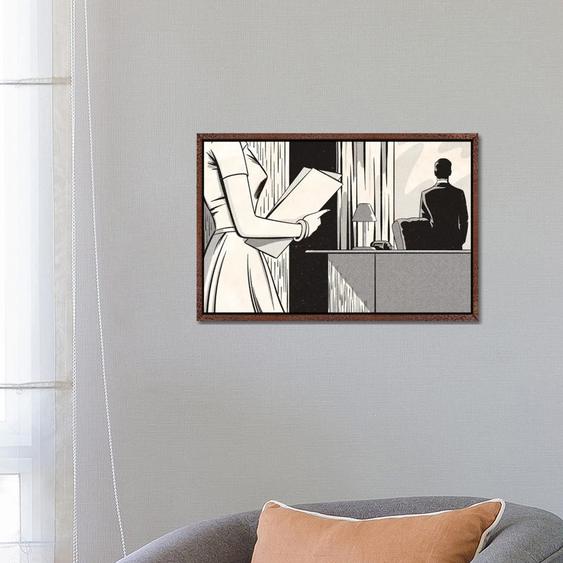 Noir Office by Joseph McDermott - Print on Canvas, Classic Brown Wood Framed, 66.04 cm H x 45.72 cm W