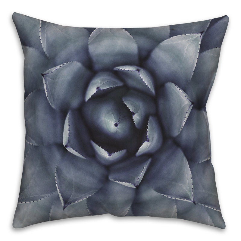 Floral Outdoor Reversible Throw Pillow, Blue