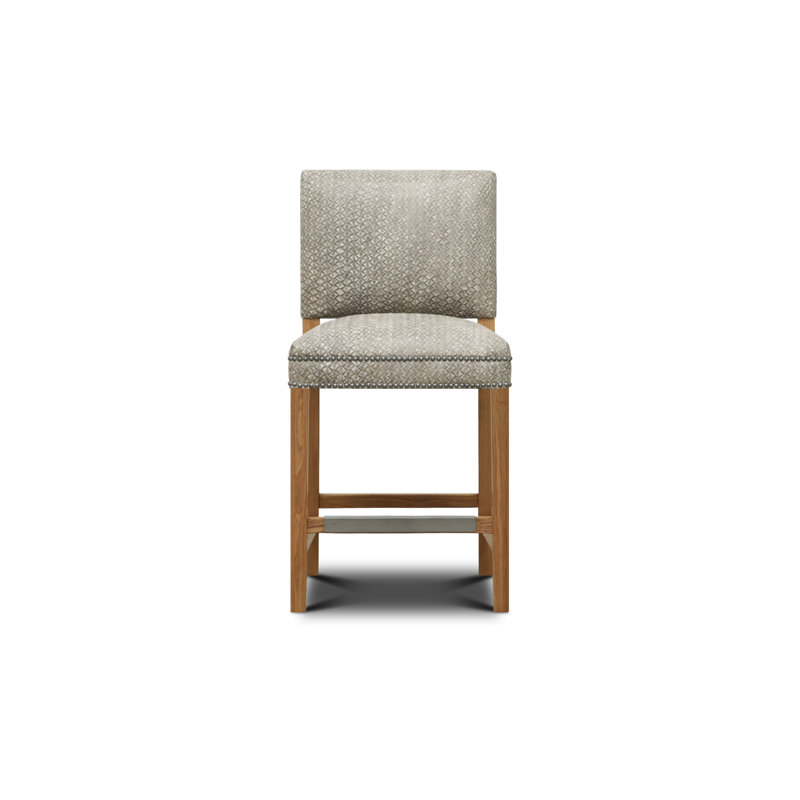 Santa Monica Upholstered Genuine Leather Counter Stool with Solid Wood Frame