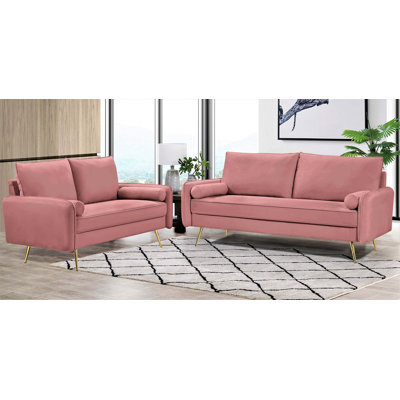 Luxurious Velvet Sofa Set with Gold Legs for Modern Living Room Comfort and Style